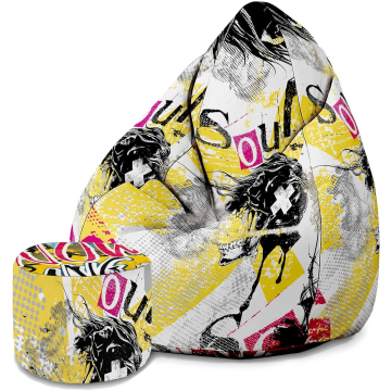 Sedací vak Pearshape s podnožkou Screaming Faces