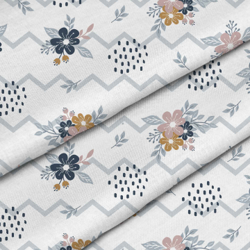 Látka Chevron and Flowers