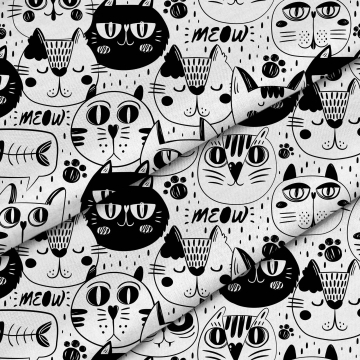 Látka Black and White Cat
