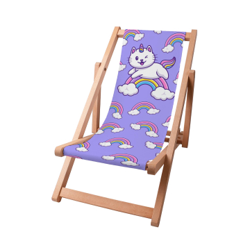 Dřevěné plážové lehátko Cat Unicorn