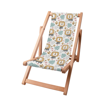 Dřevěné plážové lehátko Lion in the Jungle