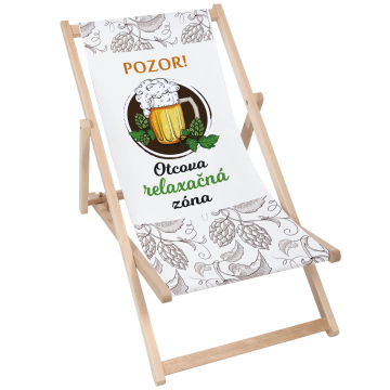 Dřevěné plážové lehátko Pozor! Otcova relaxačná zóna
