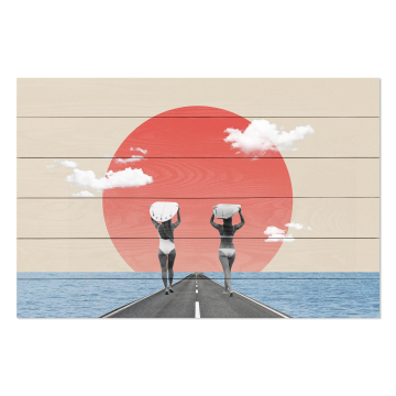 Obrázek na dřevo Vintage Collage Surfers Road