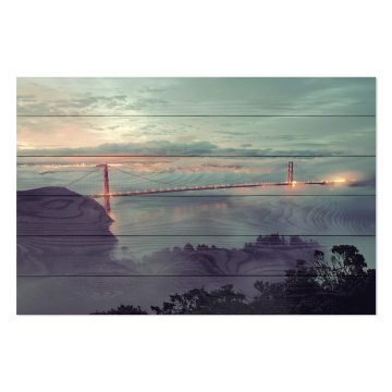 Obrázek na dřevo Golden Gate Bridge in the Mist