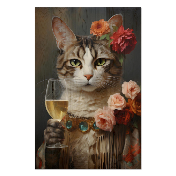 Obrázek na dřevo Cheers Cat