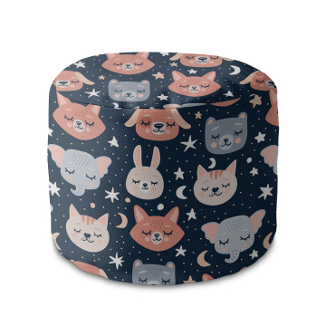 Sedací pytel okruhlá podnožka Sleeping Animals