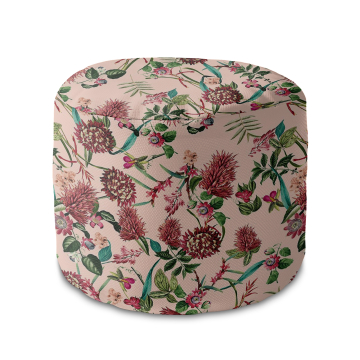 Sedací pytel okruhlá podnožka Dark Jungle Pink
