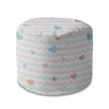 Sedací pytel okruhlá podnožka Pastel Hearts