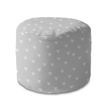 Sedací pytel okruhlá podnožka White Hearts