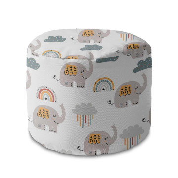 Sedací pytel okrouhlá podnožka Grey Elephant