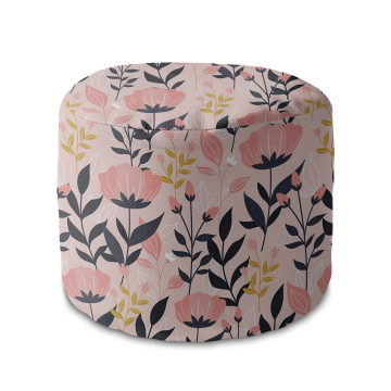 Sedací pytel okrouhlá podnožka Pink and Navy Flowers