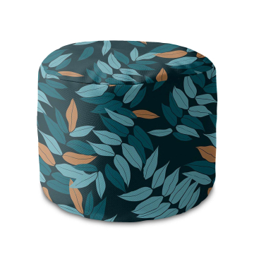 Sedací pytel okrouhlá podnožka Minimal Leaves Pattern