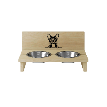 Dřevěný držák na misku pro kočku Abyssinian