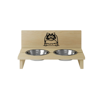 Dřevěný držák na misku pro kočku British Long Hair