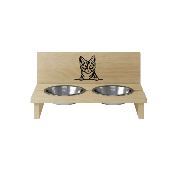Dřevěný držák na misku pro kočku Egyptian Mau