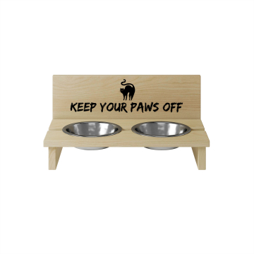 Dřevěný držák na misku pro kočku Keep your Paws off