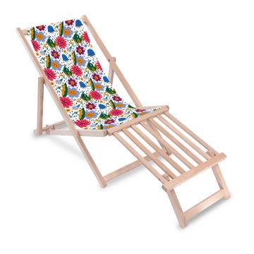 Dřevěné lehátko s dřevěnou podnožkou Cute Bugs