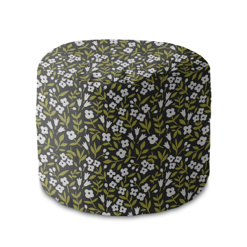 Sedací pytel okrouhlá podnožka White Flower Meadow