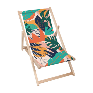 Dřevěné plážové lehátko Exotic Plants and Geometrical Shapes