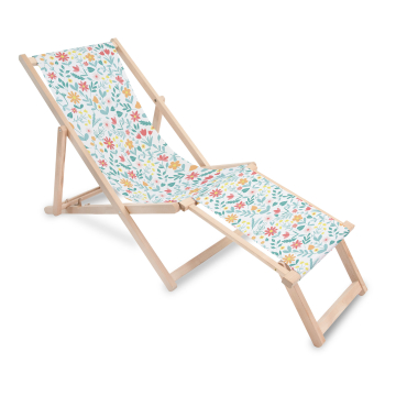 Dřevěné lehátko s podnožkou Floral Adventure