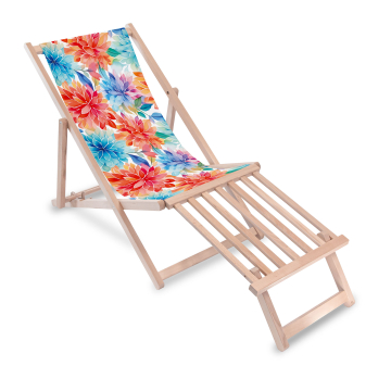 Dřevěné lehátko s dřevěnou podnožkou Floral Background