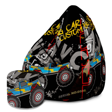 Sedací vak Pearshape s podnožkou Army Car