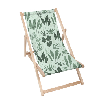 Dřevěné plážové lehátko Tropical Green Leaves