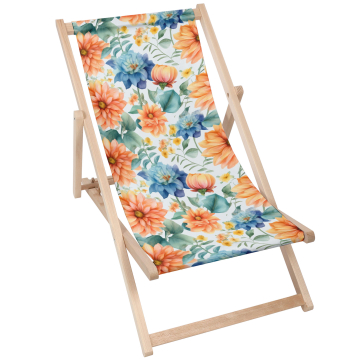 Dřevěné plážové lehátko Watercolor Flower Leaves