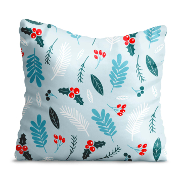 Polštář Winter Seamless Pattern with Holly Berries