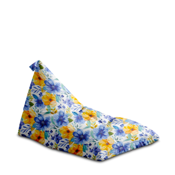 Sedací vak Triangle Yellow and Blue Flowers