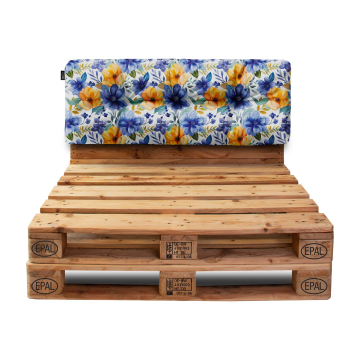 Polštář opěradla palety Yellow and Blue Flowers